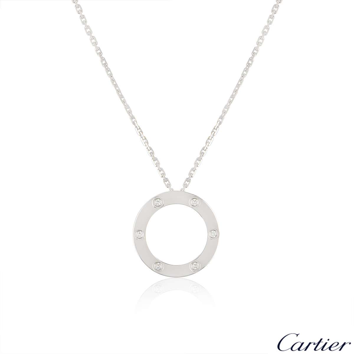 Cartier White Gold Diamond Love Necklace B7014900 | Rich Diamonds